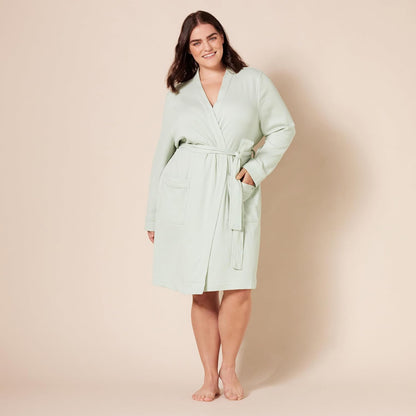 Amazon Essentials Women's Lightweight Cotton Blend Waffle Mid-Length Bathrobe, Breathable Loungewear (Available in Plus Size)