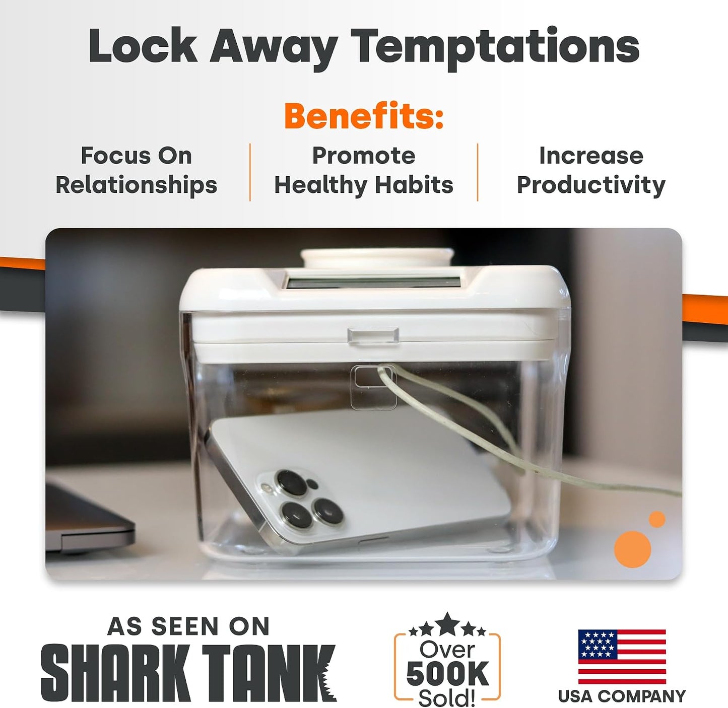 Kitchen Safe Time Locking Container (Medium), Timed Lock Box for Cell Phones, Snacks, and other unwanted temptations (White Lid + 5.5” Clear Base)