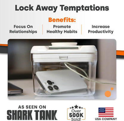 Kitchen Safe Time Locking Container (Medium), Timed Lock Box for Cell Phones, Snacks, and other unwanted temptations (White Lid + 5.5” Clear Base)