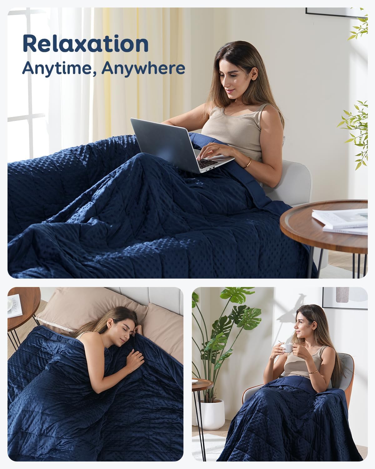 Kivik 2 lbs Weighted Lap Pad, Ultra Soft Minky Dotted Heavy Blankets Throw for Better Study Relaxing & Sleeping, Machine Washable, 20 x 30 Inches, Purple