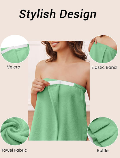 Ekouaer Towel Wrap for Women With Velcro Ruffle Wrap Robes