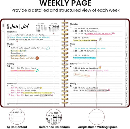 Planner 2026-2027 for Women & Men, Academic Monthly and Weekly Calendar Planner, Jul 2026 - Jun 2027, A5 (6.3" x 8.5"), Teacher Student Planning Book with Tabs, Ideal for Office School Supplies - Pink
