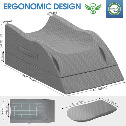 TranquilRelax Elevation Pillows for Leg After Surgery, Memory Foam Adjustable Wedge Pillow for Injury or Rest, Ankle Pillow for Sleeping Blood Circulation, Grey/Single Leg