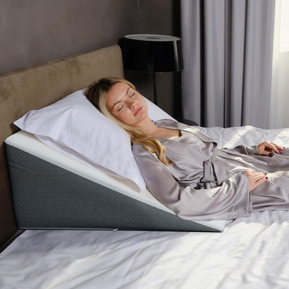 Kolbs Bed Wedge Pillow for Sleep Apnea, FSA Eligible Acid Reflux, and Back Pain Relief, with Chic Jacquard Cover - Headboard Wedges for Sleeping (5" Gentle Incline)