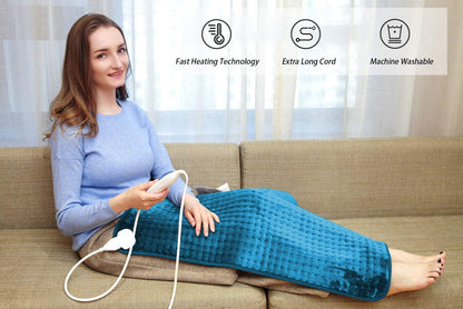 Ruqiji 19" x 24" Weighted Neck&Shoulder Heating Pad, 2.5lbs with 12 Temperature Settings&Countdown Timer,Pain Relief for Neck/Shoulders/Menstrual Pain(Dark Gray)