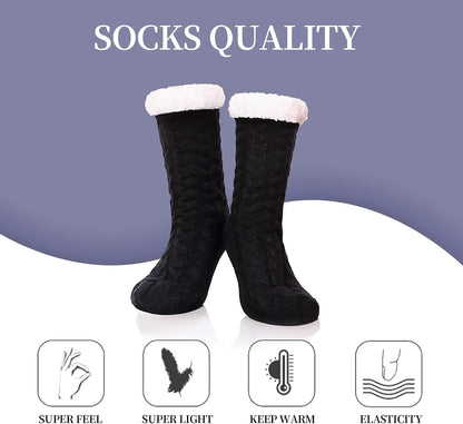 SDBING Women's Winter Super Soft Warm Cozy Fleece Lined Fuzzy Slipper Socks with Grippers