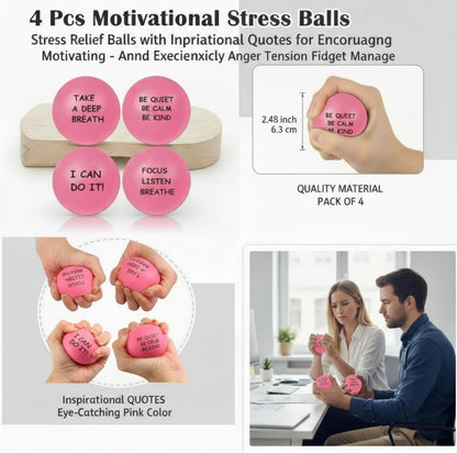 Ceenna 4 Pcs Motivational Balls for Adults Anxiety Relief, Black