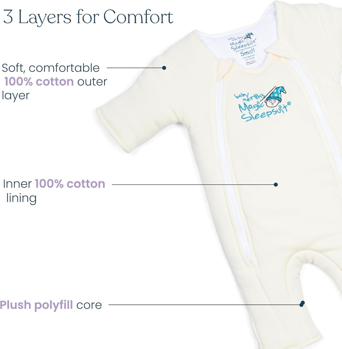 Magic Sleepsuit Baby Merlin's Cotton Baby Swaddle Transition Product