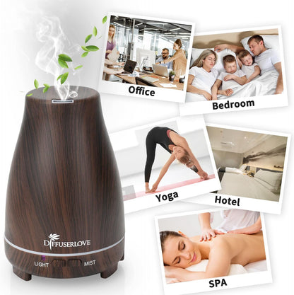 Diffuserlove Diffuser 2 Pack Essential Oil Diffuser 200ML Remote Control Ultrasonic Aromatherapy Diffuser Mist Humidifiers for Bedroom Office Yoga
