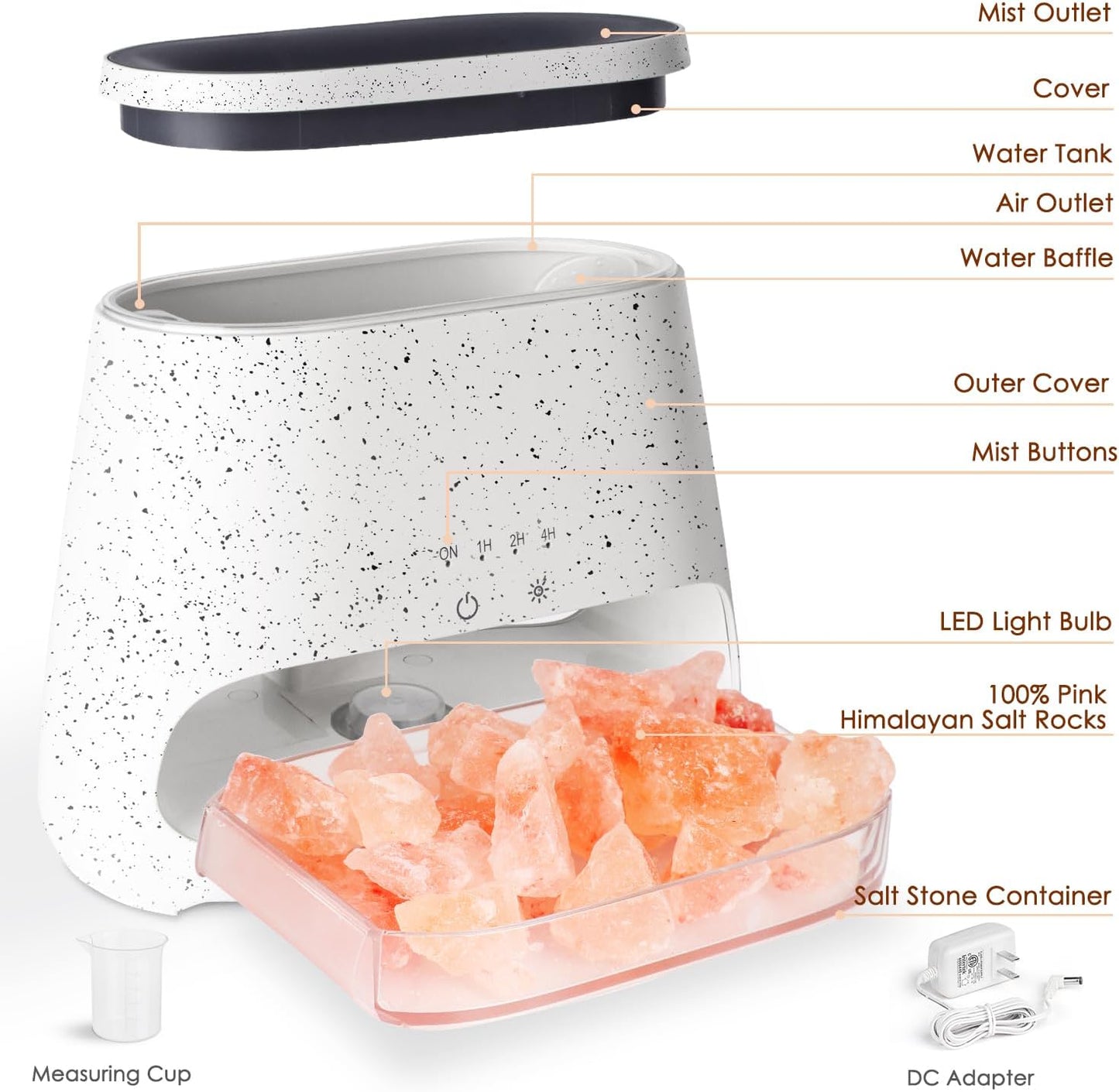 SALKING 2-in-1 Ultrasonic Essential Oil Diffuser & Himalayan Salt Lamp, Aromatherapy Diffuser Cool Mist Humidifier with 3 Brightness, Salt Therapy Lamp, 100% Pure Himalayan Salt Rock, 150ml (Marble)