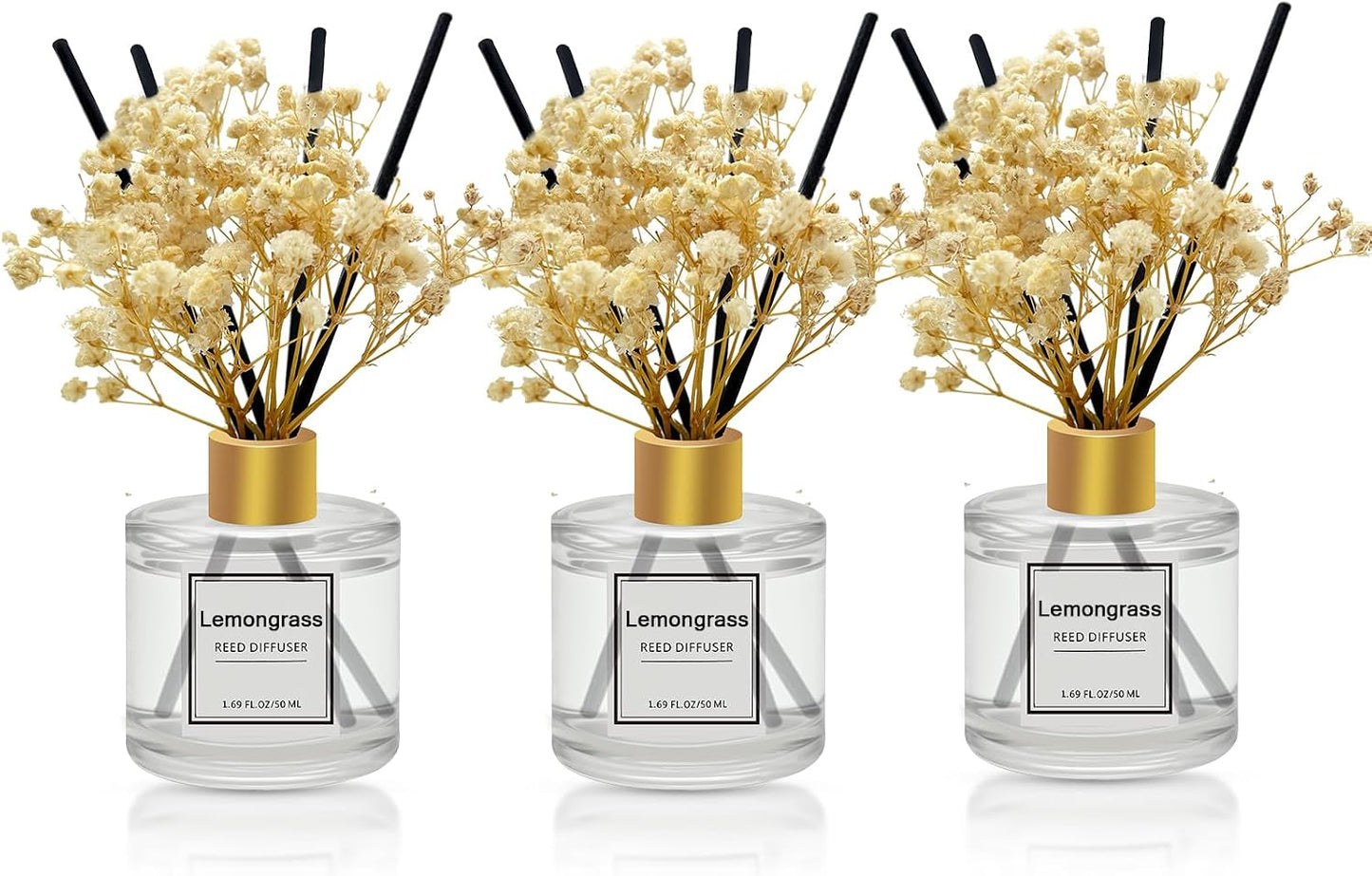 Reed Diffuser Set of 3 Pack,Clean Linen,Eucalyptus & Mint,Ocean Scented Oil Diffuser with 4 Sticks,Reed Diffusers for Home,Living Room,Bathroom Air Freshener Diffuser,50ml x 3