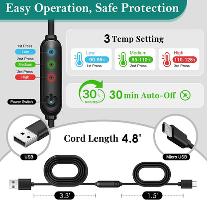 Silk Heated Eye Mask, USB Corded Electric Face Heating Pad for Sinus Pressure Relief, Warm Eye Compress for Dry Eyes, Stye and Tension Headache with 3 Temp Settings & 30-Min Auto Off, Forest Green
