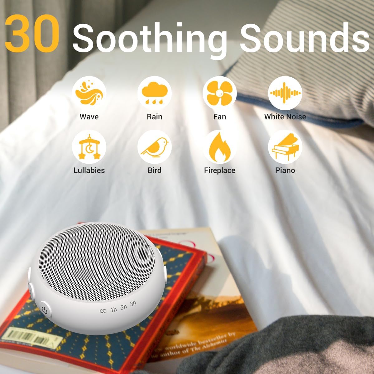 Sound Machine Baby Patter for Sleeping Cute White Noise Machine for Baby Kids Adults with 32 Soothing Sounds 32 Volume Levels Brown Noise Machine with 4 Timer Memory Funtion for Travel Office Privacy
