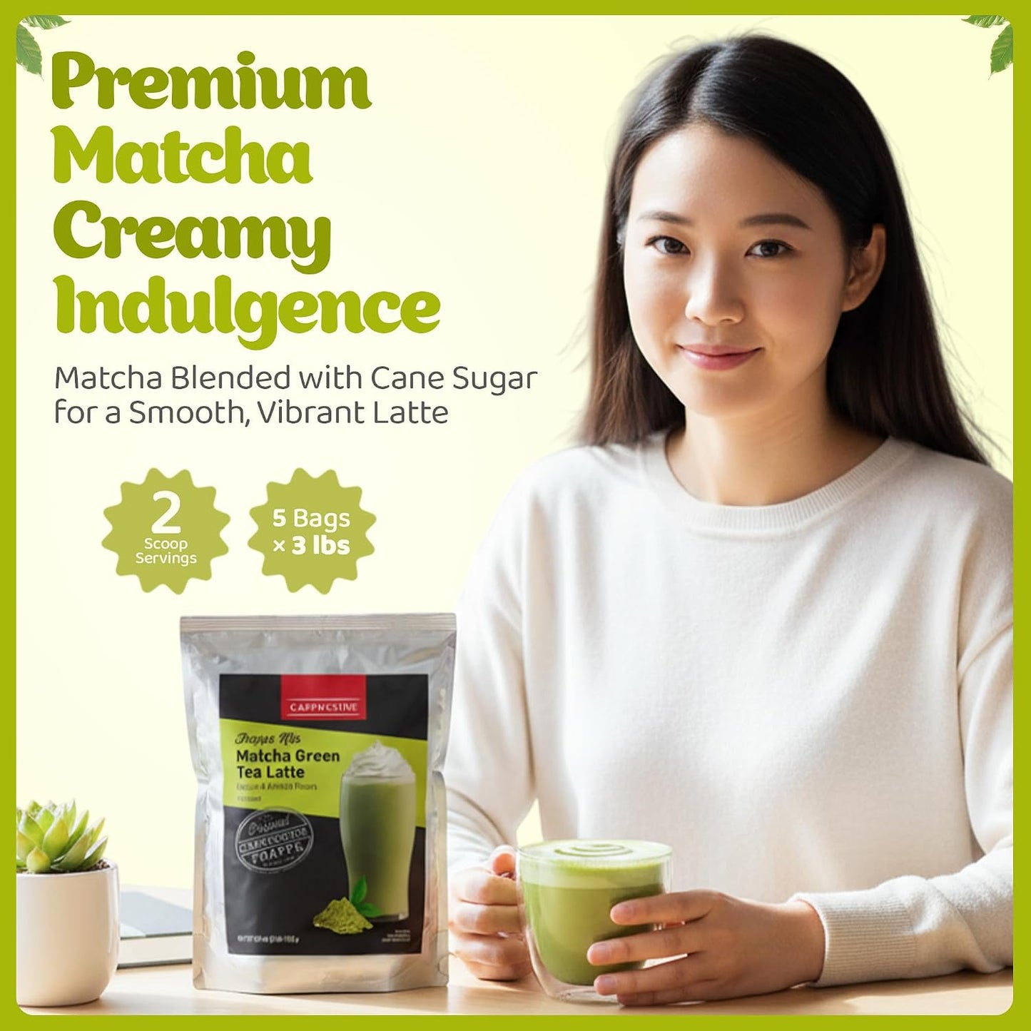 Cappuccine Sweetened Matcha Green Tea, 3 Pounds