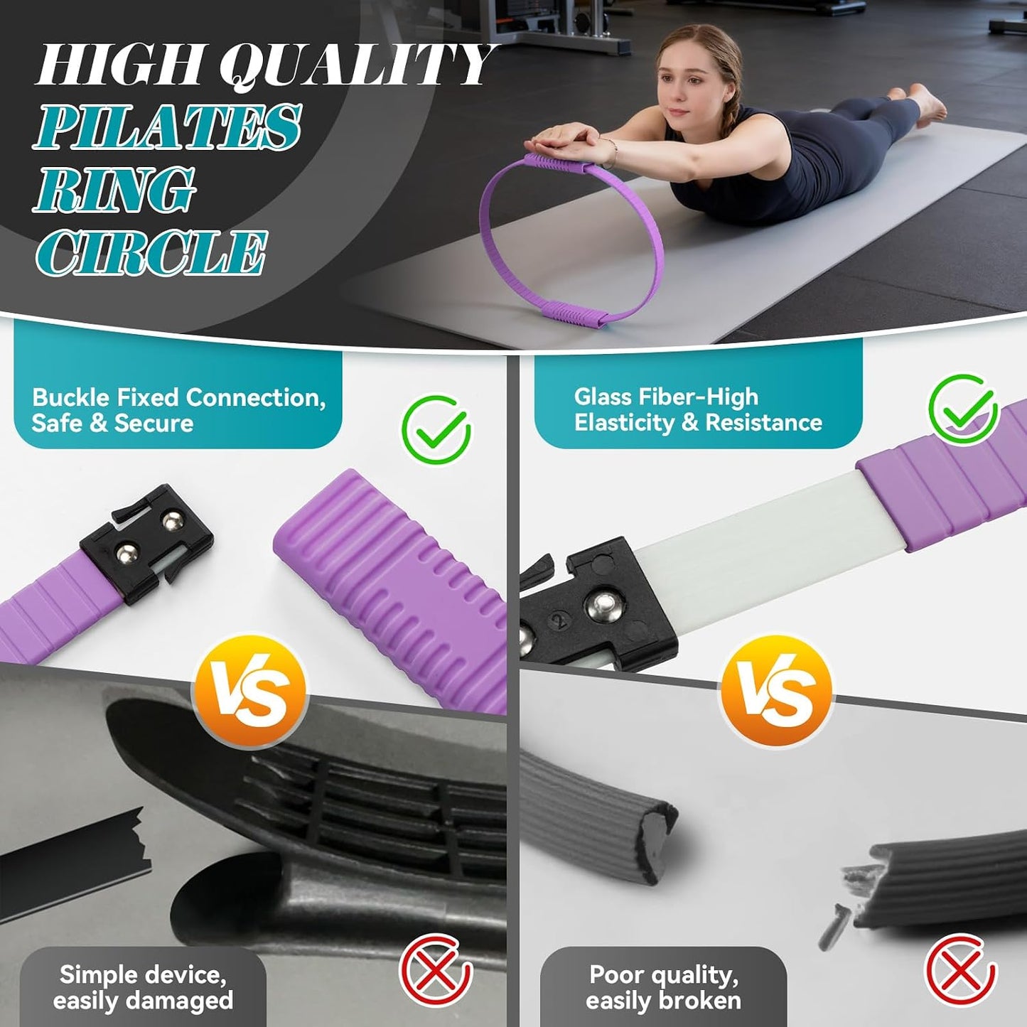 SUBCULTUREPICK Pilates Ring, Silicone Magic Pilates Rings, Lightweight & Durable Flexible Fitness Circle Exercise Equipment for Toning Arms, Thighs,Legs, Core,Yoga & Physical Therapy