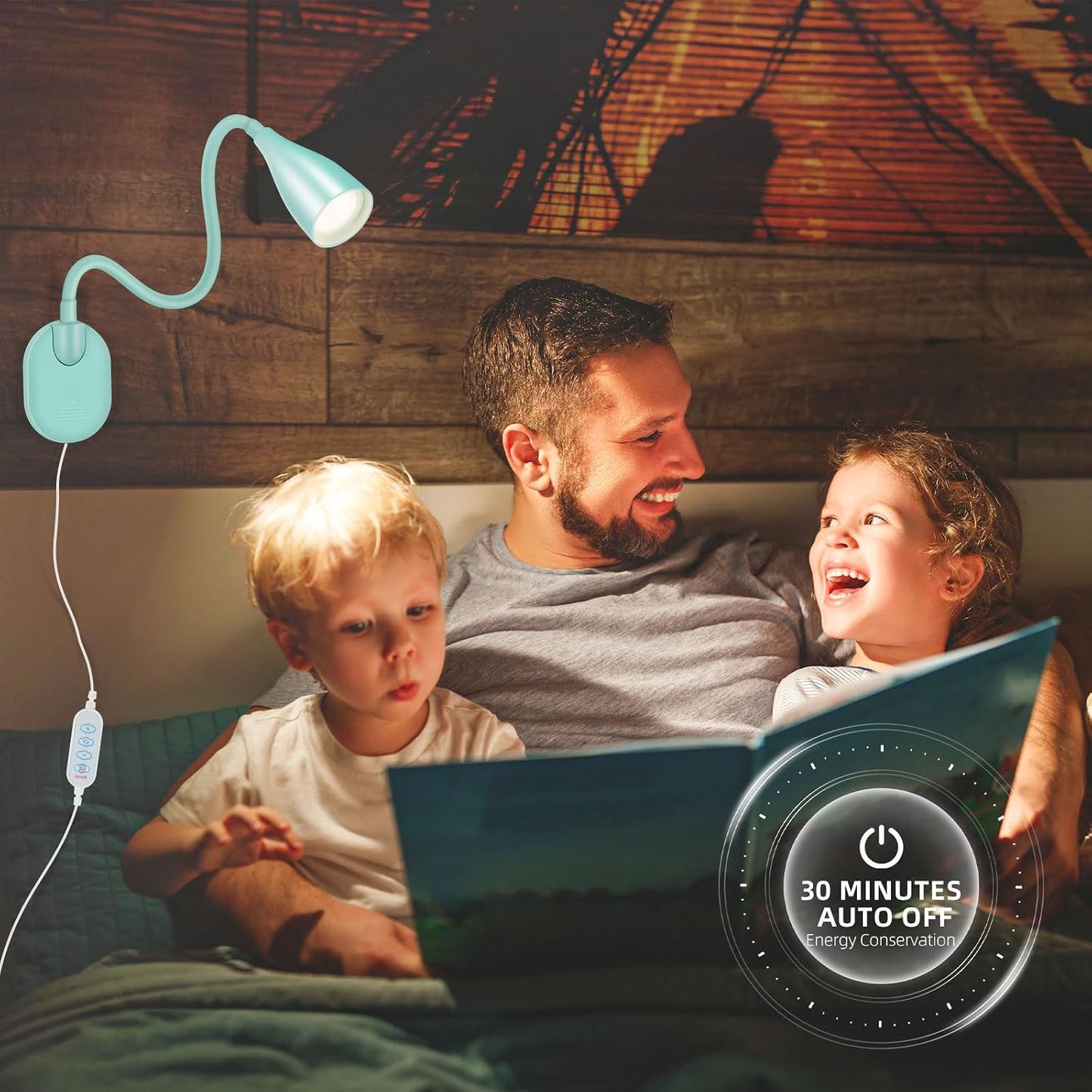 LiFMIRA Wall-Mounted LED Bedside Reading Light with USB Charging Port, 10-Level Dimmable & Adjustable 5 Color, Plug-in Adhesive Night Lamp for Books in Bed, Eye-Caring Bedroom Lighting (Black)