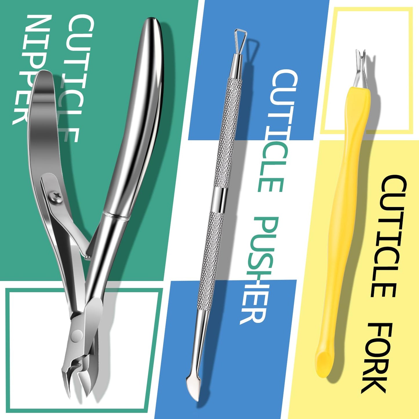 TsMADDTs Manicure Tools Kit Nail Care Kit with 3 pcs Files, 2 pcs Buffer Blocks, 2 Polishing Buffers, Cuticle Nipper, Pusher and Cuticle Oil