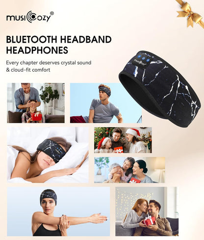 MUSICOZY Sleep Headphones Bluetooth 5.4 Headband, Wireless Earphones Music Sleep Earbuds Sleeping Eye Mask with HD Stereo Speakers for Workout Running Travel Yoga, Ideal Gifts for Men Women Mom Dad