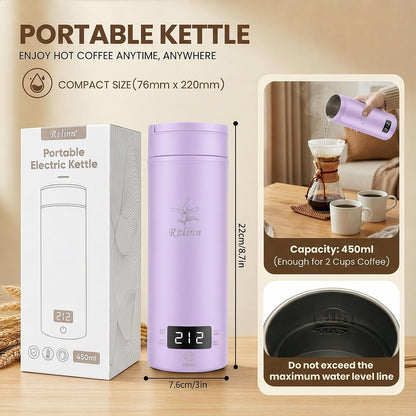 Portable Electric Kettle For Travel, 120V, 450ml, 4 Temperature Control