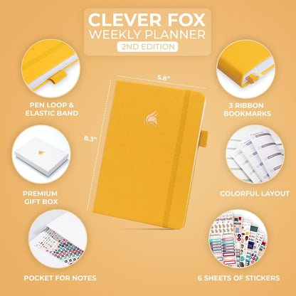 Clever Fox Planner 2nd Edition – Colorful Weekly & Monthly Goal Planner, Time Management & Productivity Organizer, Undated, A5 (Dark Teal)