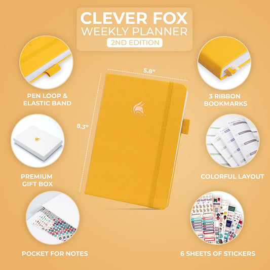 Clever Fox Planner 2nd Edition – Colorful Weekly & Monthly Goal Planner, Time Management & Productivity Organizer, Undated, A5 (Dark Teal)