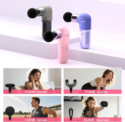 HEYCHY Super Mini Massage Gun, Deep Tissues Percussion Muscle Massager | Compact Sports Travel Massage Gun, FSA Eligible Portable Massager Gun for Her Him, Handheld Massager Gun HSA Eligible Black