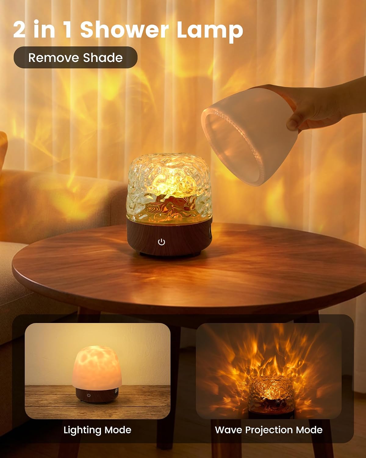 Waterproof Shower Lamp, 16 Colors Ocean Wave Effect Projector Light with Bluetooth Music Speaker for Bedroom Relaxing Shower