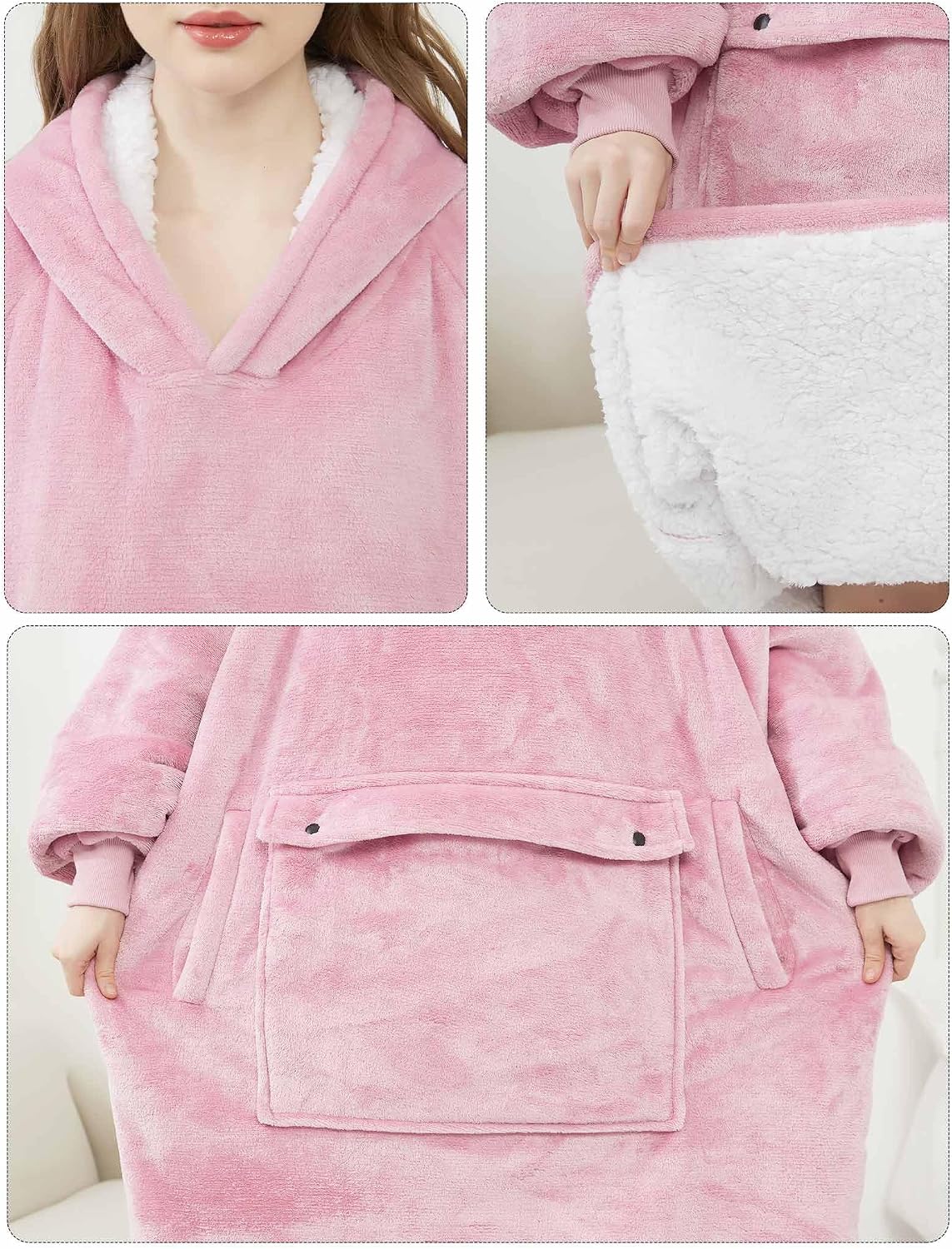 KFUBUO Wearable Blanket Hoodie for Adults Sherpa All Patterns Cat Oversized Sweatshirt Blanket with Pockets for Women