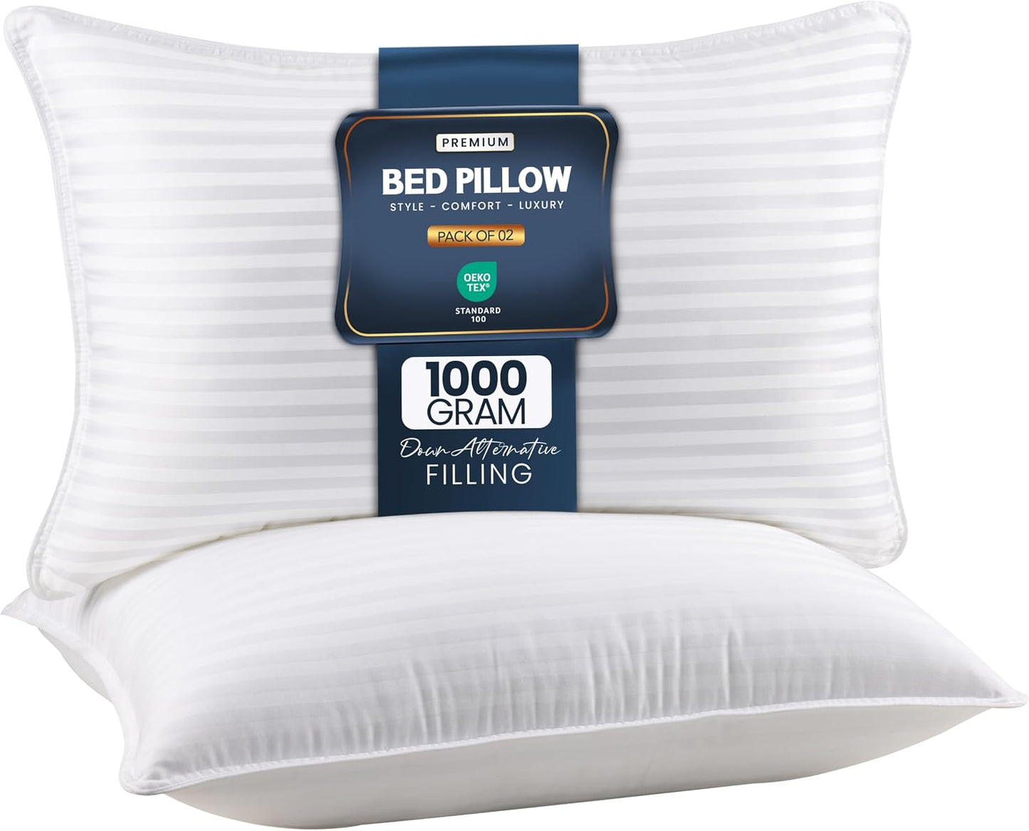 Utopia Bedding Bed Pillows for Sleeping Queen Size (White), Set of 2, Down Alternative Pillow for Sleeping, Cooling Hotel Quality Pillow Set for Back, Stomach or Side Sleepers