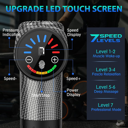 TOLOCO Massage Gun, Deep Tissue Back Massage for Athletes for Pain Relief, Percussion Massager with 10 Massages Heads & Silent Brushless Motor, Fathers Day Dad Gifts, Grey