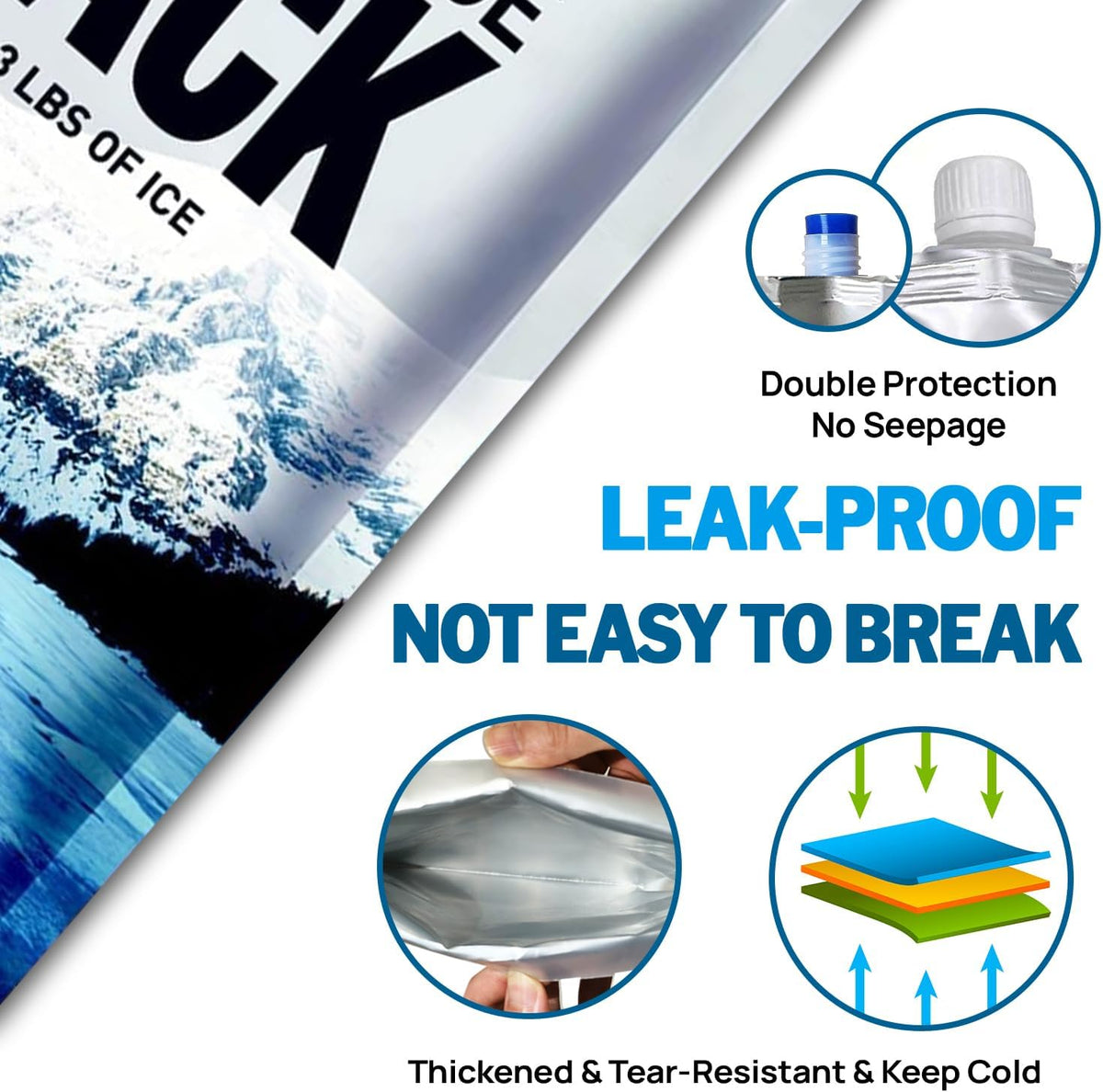 Reusable Ice Packs for Cooler Bag & Large Lunch Box, Long Lasting Gel Freezer Pack for Backpack, Heavy Duty Cold Packs for Camping, Travel, 3 Pack (9.8"x9.8")