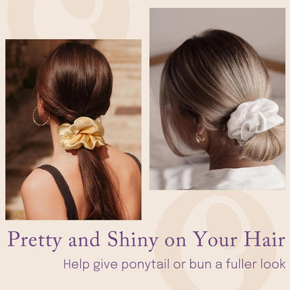 OLESILK Silk Scrunchies Oversized 100% Mulberry: Large for Women& Girls Long Thick Hair, Soft Smooth for No Damage Hair Care Sleeping