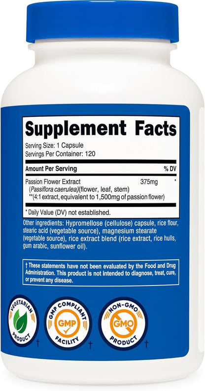 Nutricost Passion Flower Extract 120 Capsules for 120 Servings Per Bottle