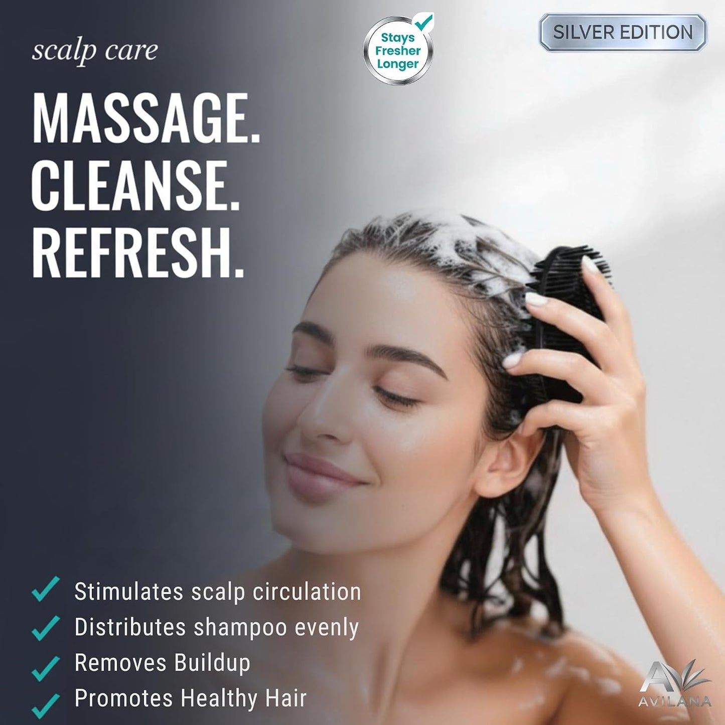 Avilana Premium Silicone Body Scrubber - Trusted Since 2017 - SGS Certified Food Grade Dual Sided Bath Brush, Quick-Dry Exfoliating Loofah Alternative, Massage Brush Sensitive Skin Women Men