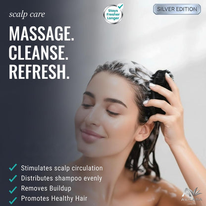 Avilana Premium Silicone Body Scrubber - Trusted Since 2017 - SGS Certified Food Grade Dual Sided Bath Brush, Quick-Dry Exfoliating Loofah Alternative, Massage Brush Sensitive Skin Women Men