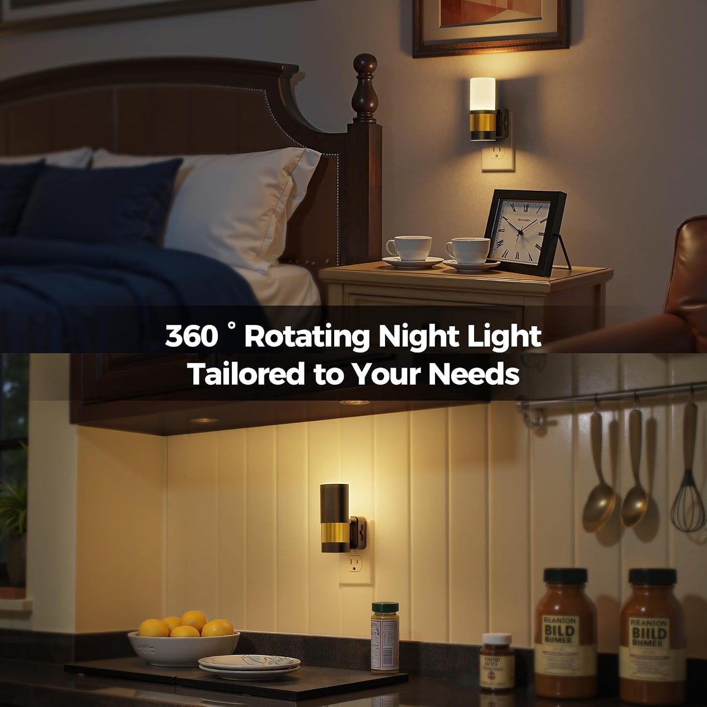 Briignite Night Lights Plug into Wall, Modern LED Night Light Plug in, Dusk to Dawn Sensor,Amber Night Light 0-100LM Adjustable Brightness, Dimmable NightLight for Hallway, Bedroom, Stairway, 2 Pack