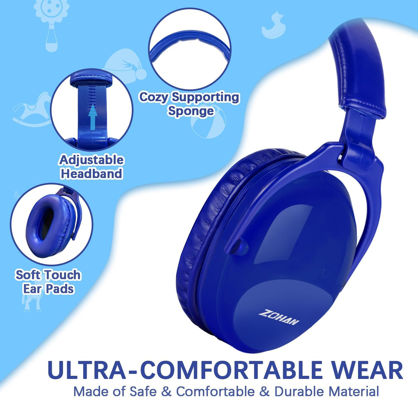 ZOHAN EM030 Kids Ear Protection, Noise Cancelling Headphones Ear Muffs for Autism Sensory, Safety Noise Reduction Hearing Protection for Monster Truck/Concerts/Fireworks/Air Shows