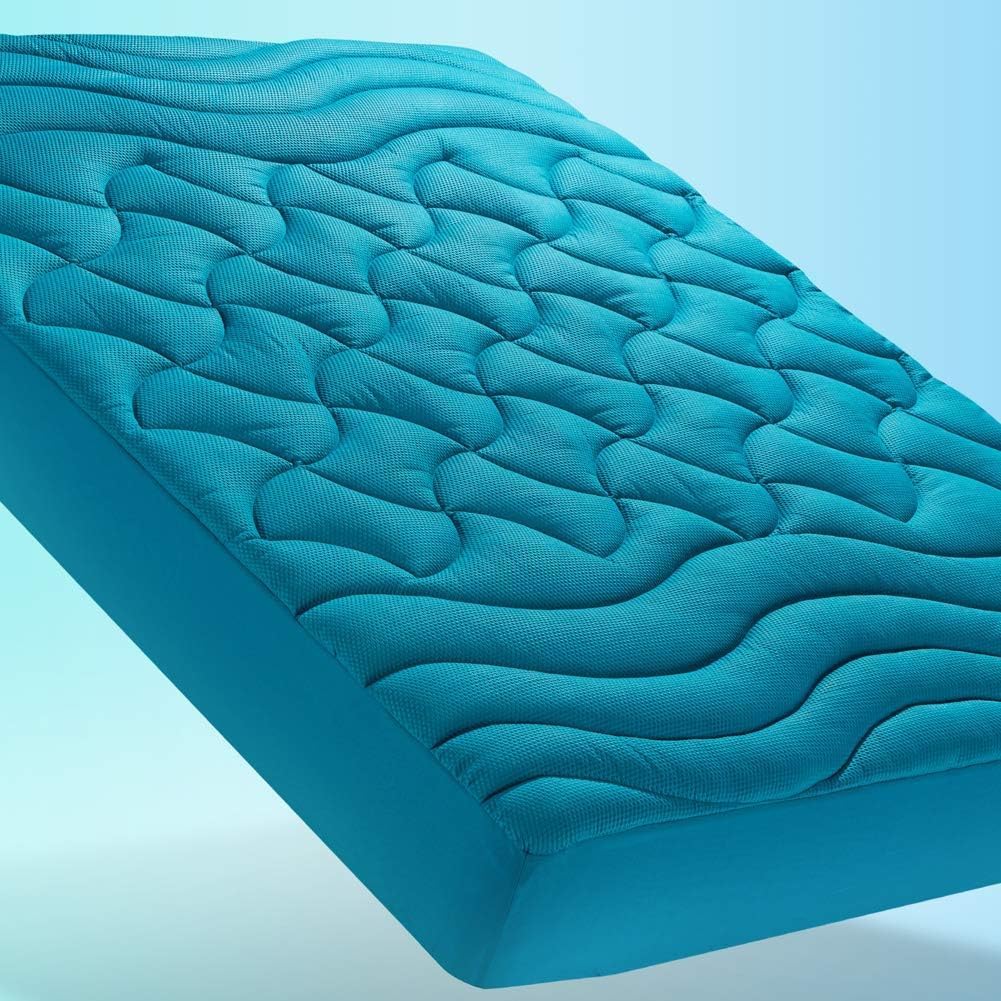 SLEEP ZONE Cooling Queen Mattress Topper, Premium Zoned Cool Mattress Pad Cover, Padded Mattress Protector Breathable Washable, Deep Pocket 8-21" (Grey, Queen)
