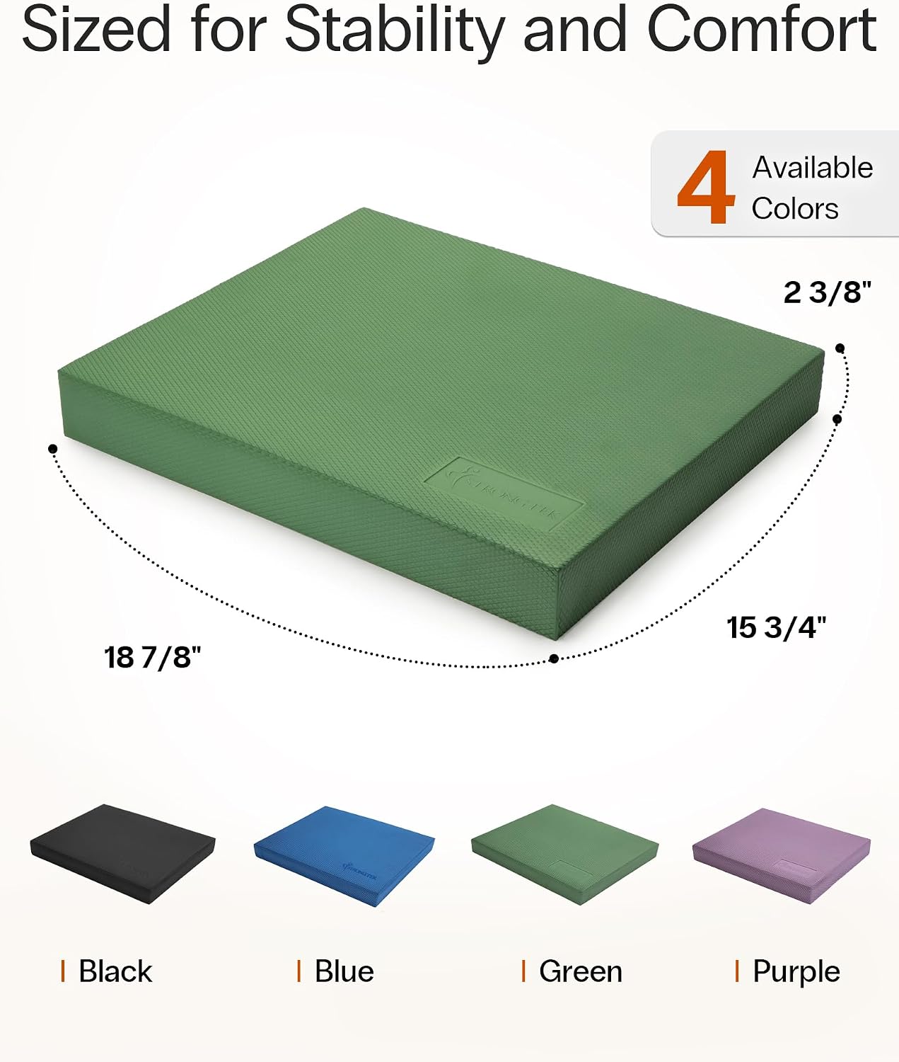 StrongTek Extra Wide Foam Balance Pad for Physical Therapy, 19" X 15.8" X 2.4", High-Density TPE Foam Pad for Exercise, Enhanced Stability, Core Strength, Non-Slip & Water-Resistant, for Fitness, Yoga
