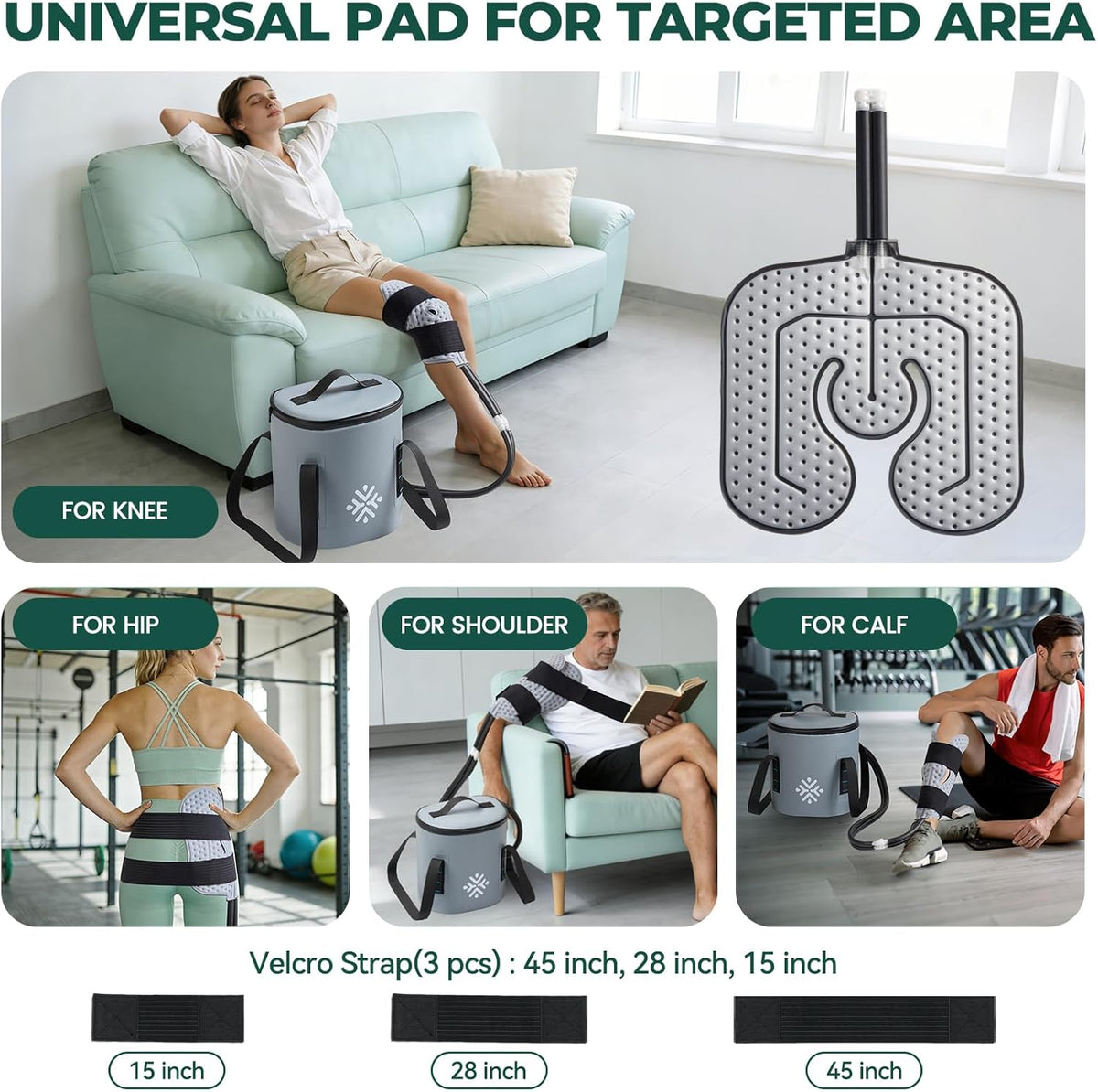 Ice Machine for Knee After Surgery w/Compression, Hip Replacement Cold Therapy Machine, Cryocuff Wrap Pack for Shoulder Recovery, ACL Cold Circulation System