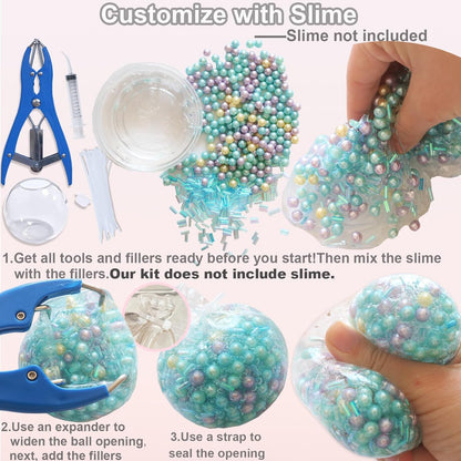 DIY Stress Ball Making Kit with Filler-15PCS Stress Ball Making Kit Stress Balls, Transparent Blank Skins with Air Pump & Expander Tool for Pressure Squishy Balls for Adult (15PC, Style A)