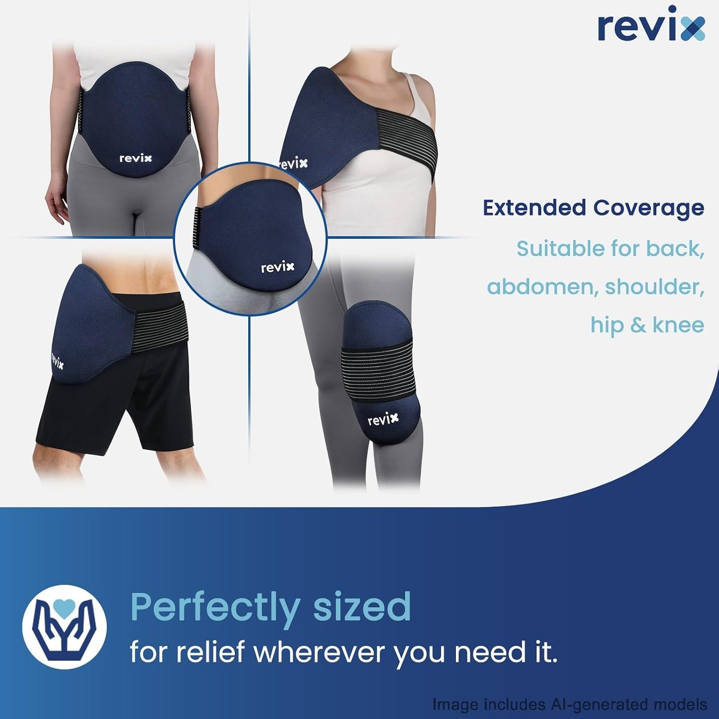REVIX Extra Large Ice Pack for Back, 2 Packs, Reusable Gel Ice Pack Wrap for Lower Back, 13.4” x 11”, Cold Compress Therapy for Waist, Lumbar Discomfort Relief, Muscle Relaxation, Blue