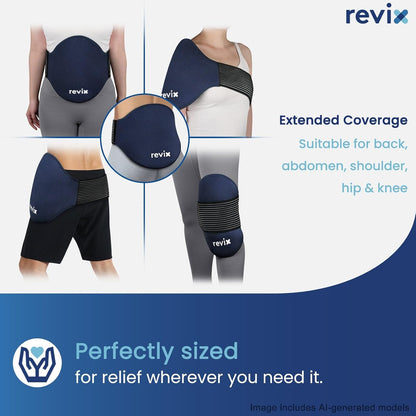 REVIX Extra Large Ice Pack for Back, 2 Packs, Reusable Gel Ice Pack Wrap for Lower Back, 13.4” x 11”, Cold Compress Therapy for Waist, Lumbar Discomfort Relief, Muscle Relaxation, Blue