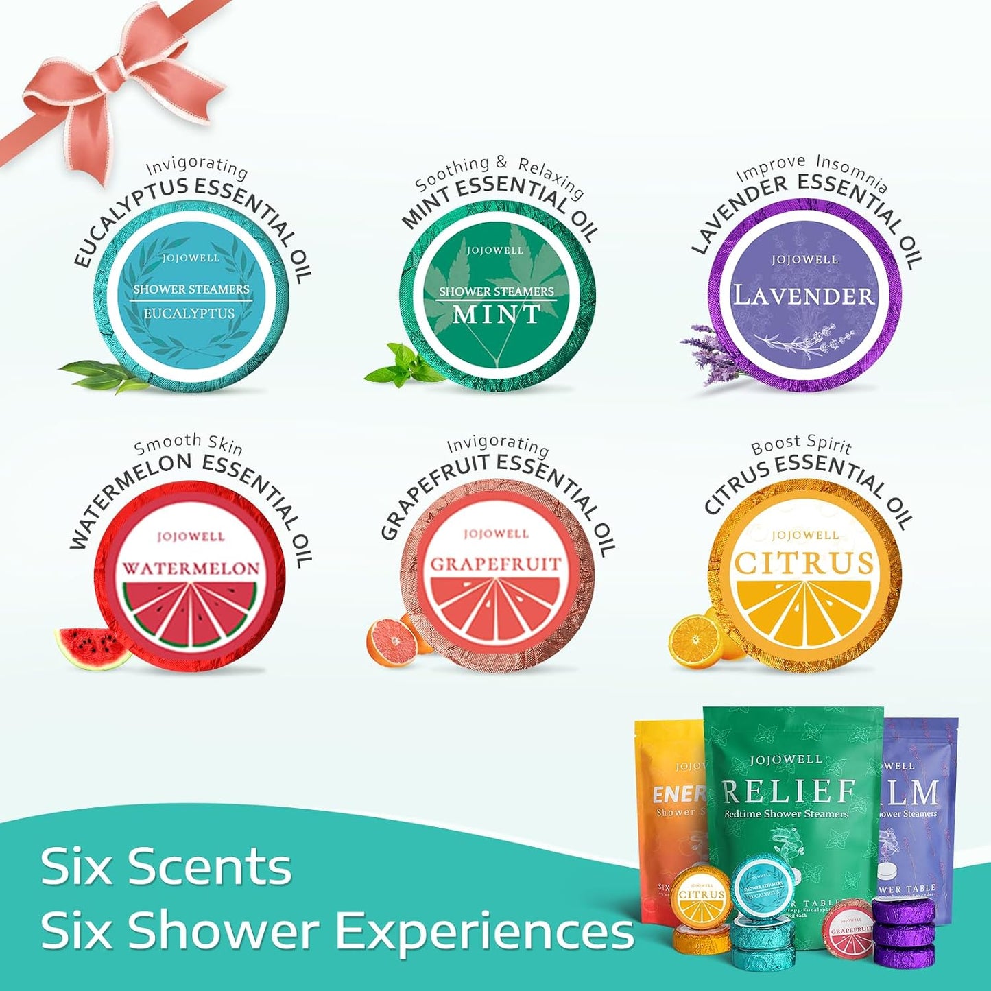 JoJowell Shower Steamers Aromatherapy - 18 Pack Birthday Gifts for Women & Men, Mom Wife Grandma Sister Her Teens, Self Care with Natural Essential Oils Relaxation Home SPA