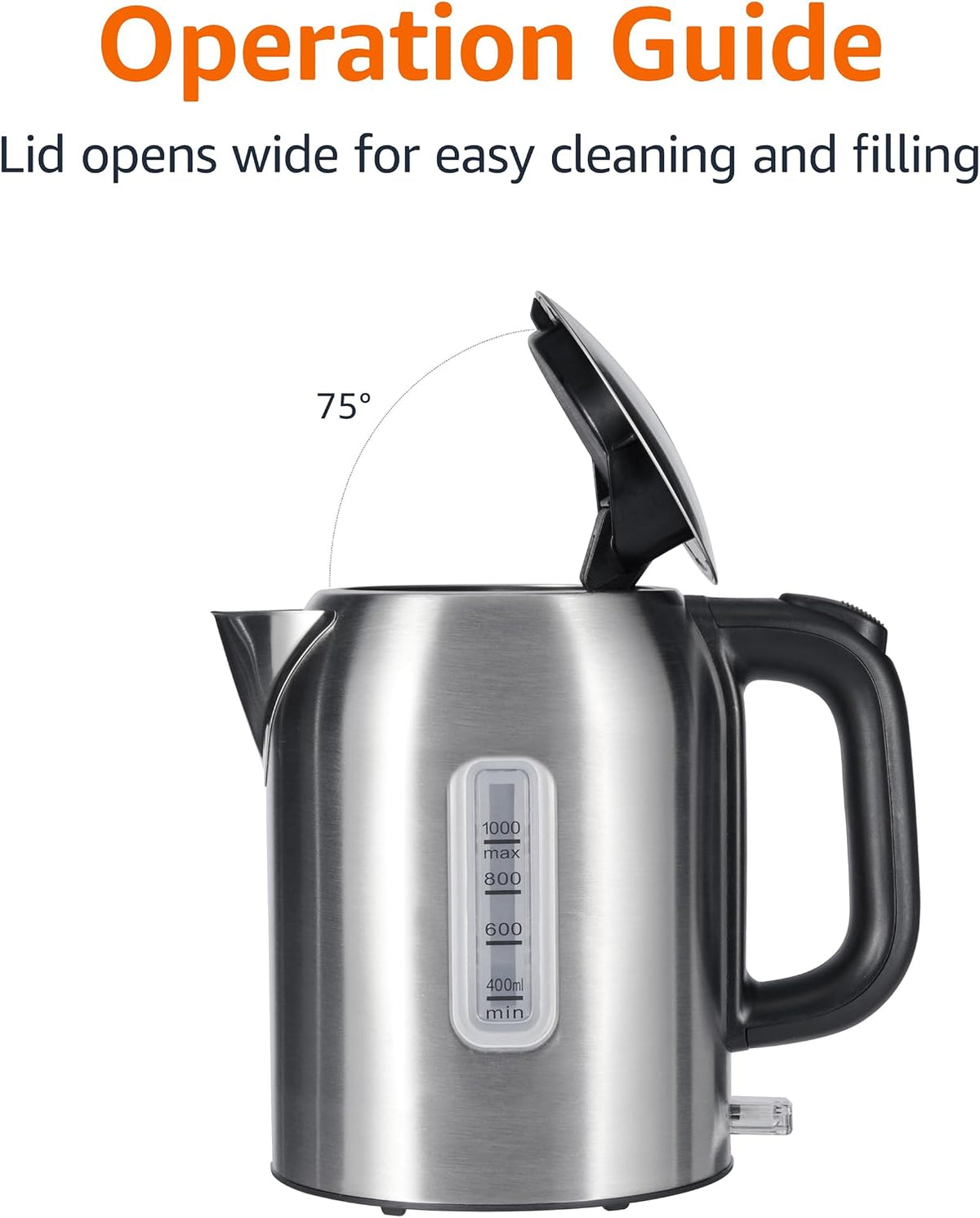 Amazon Basics Electric Kettle with Glass Carafe for Tea and Coffee, BPA-Free, Fast Boiling, Auto Shut-Off, Boil-Dry Protection, Water Level Indicator, 1.7 Liter, 1500W, Black and Silver