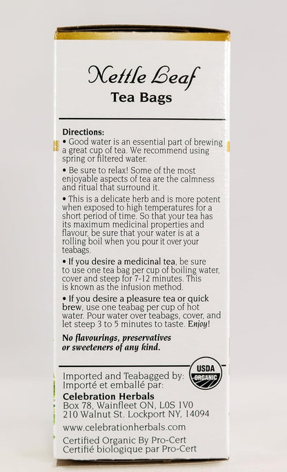 Celebration Herbals Organic Nettle Leaf Tea Caffeine Free, Feuilles D'ortie -- 24 Herbal Tea Bags