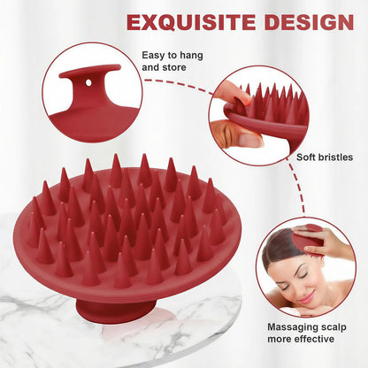 Meartchy Silicone Scalp Massager Shampoo Brush, Scalp Brush for Hair Growth & Dandruff Removal, Hair Scrubber Scalp Stimulator Exfoliator Brush with Soft Bristles for Wet Dry Scalp Care (Black)