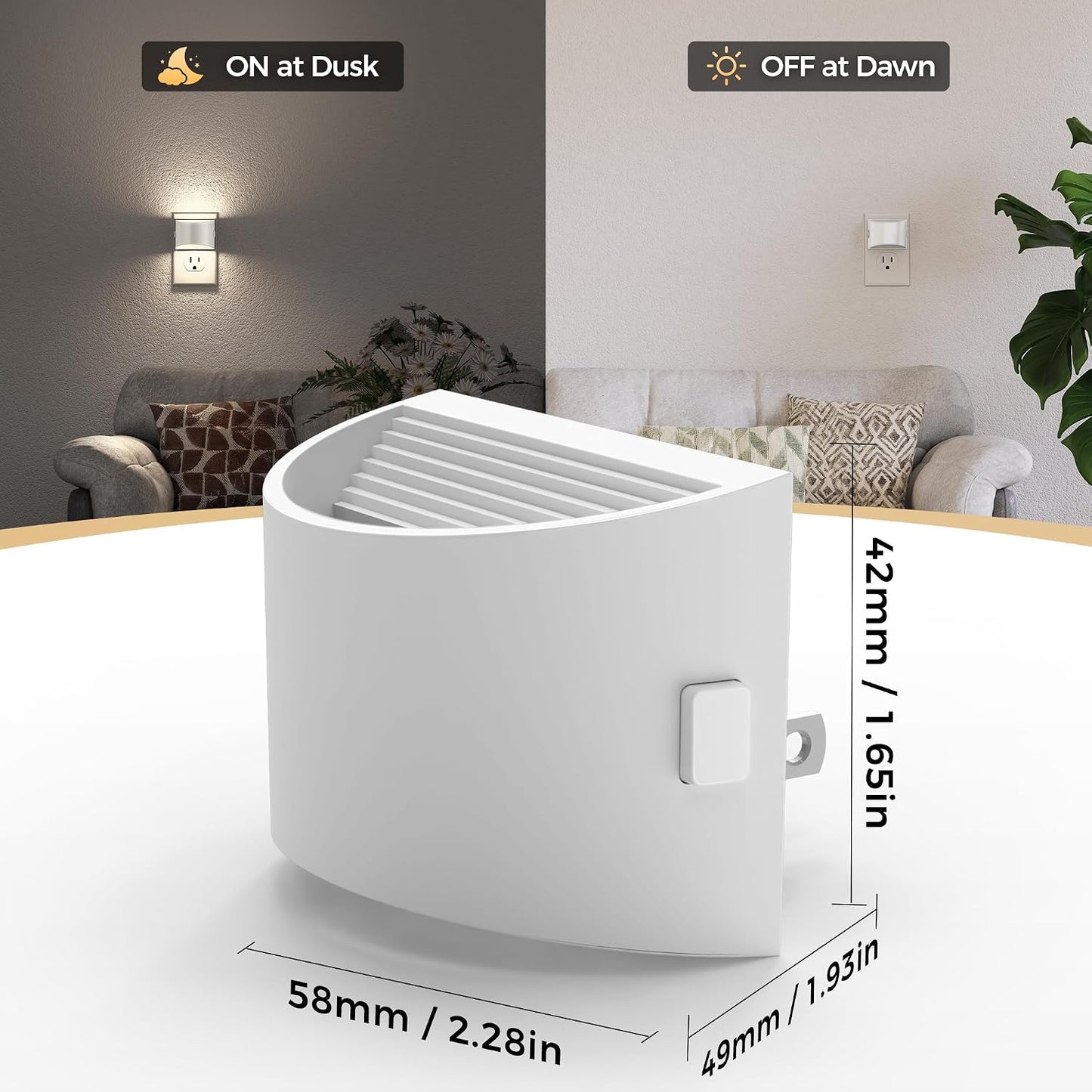 DORESshop LED Night Light[2 Pack], Night Lights Plug into Wall, 3 Level Brightness Adjustable Plug in Night Light, Dusk to Dawn Sensor, Nightlights for Adults, Bedroom, Bathroom, Hallway, Amber