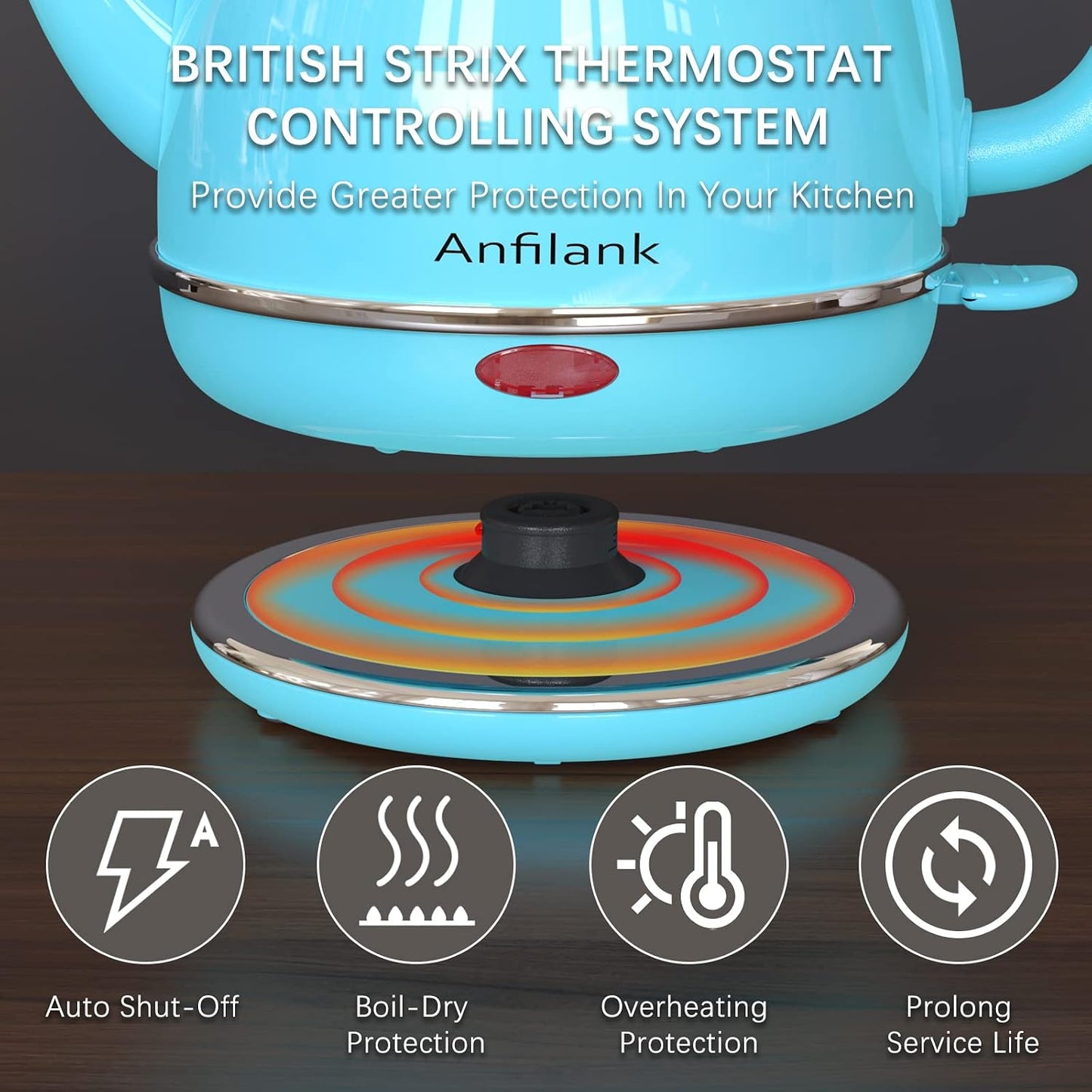 Anfilank Electric Gooseneck Kettle, 1L 1500WFast Boil, 100% Stainless Steel BPA Free Pour-Over Coffee & Tea Kettle,Water Boiler with Auto Shut & Boil-Dry Protectio,Green