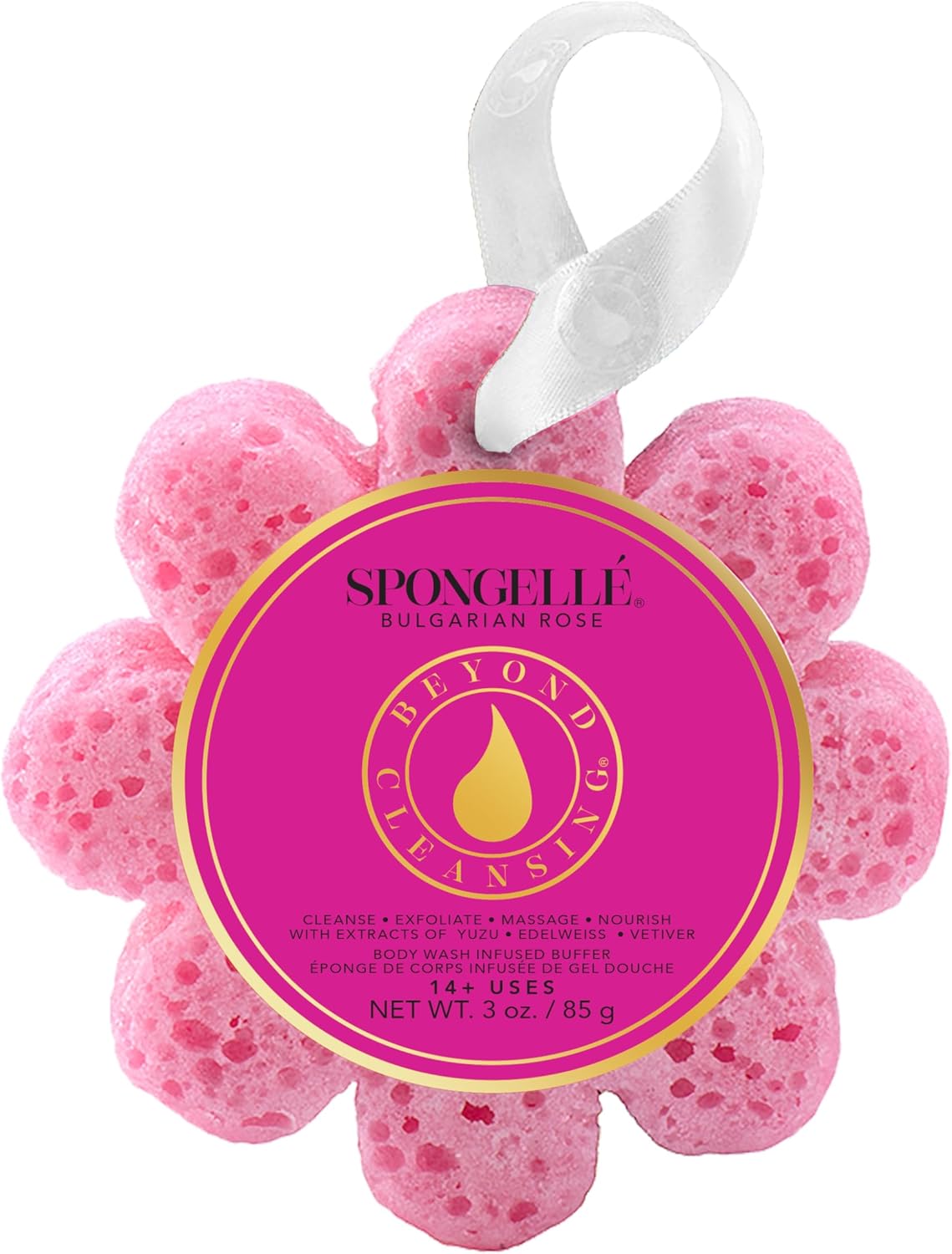 Spongellé French Lavender Wild Flower Bath Sponge | Built-in Body Wash & Body Scrubber, Shower Loofah Sponge for Women | 14+ uses